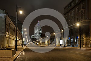 Street Lights of Malaya Dmitrovka at Night - Moscow, Russia