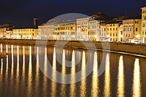 Street Lights Reflecting in the Arno River