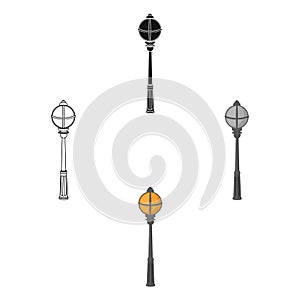 Street lights in retro style. Lamppost single icon in cartoon,black style vector symbol stock illustration web.