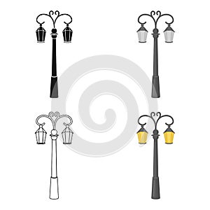 Street lights in retro style. Lamppost single icon in cartoon style vector symbol stock illustration web.