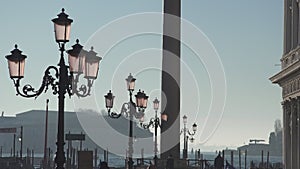 Street lights at St Marks square in Venice