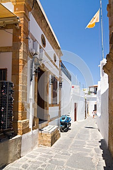 Street in Lindos, Rhodes, Greece