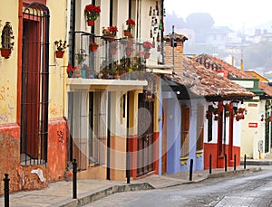 Street located in San Cristobal de las Casas, Chiapas, Mexico. photo