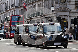 Street in London with taxi's