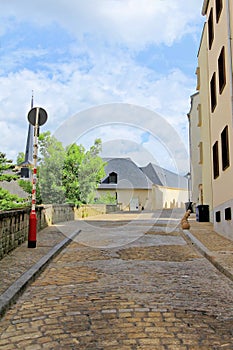 Street in Luxembourg painted in pastel colors