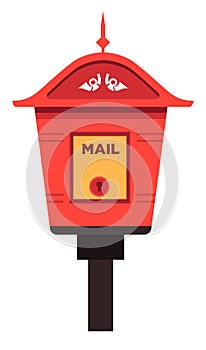 Street mailbox isolated icon, letters box and postage