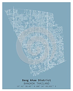 Street map of Bang Khae District Bangkok,THAILAND