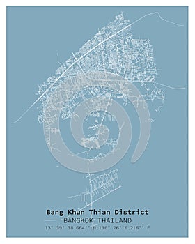 Street map of Bang Khun Thian District Bangkok,THAILAND