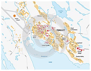 Street map of Iqaluit, Nunavut territory, Canada