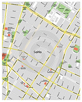Street map of the New York neighborhood SoHo, Lower Manhattan, New York City photo