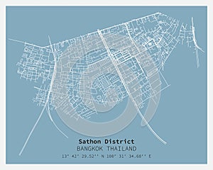 Street map of Sathon District Bangkok,THAILAND