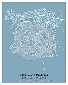 Street map of Suan Luang District Bangkok,THAILAND