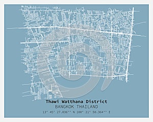 Street map of Thawi Watthana District Bangkok,THAILAND