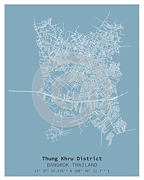 Street map of Thung Khru District Bangkok,THAILAND