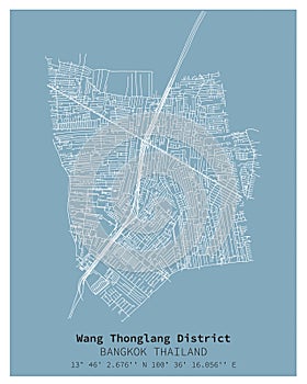 Street map of Wang Thonglang District Bangkok,THAILAND
