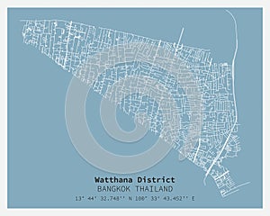 Street map of Watthana District Bangkok,THAILAND