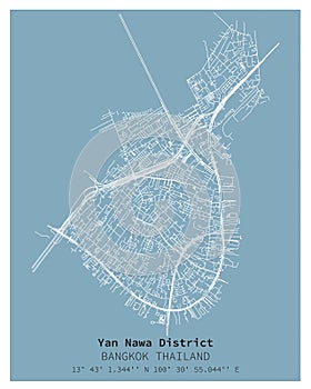 Street map of Yan Nawa District Bangkok,THAILAND