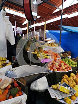 Street market with fresh fruit and vegetables
