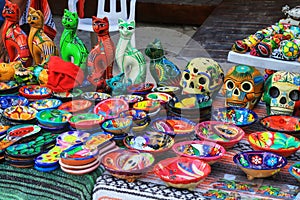 Street market stall in Mahahual village, Costa Maya, Mexico