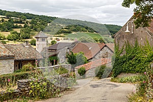 Street of medieval Blanot village, Saone-et-Loire