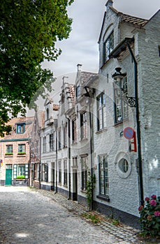 Street medieval houses Bruges / Brugge, Belgium