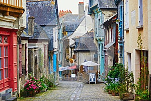 street in medieval town of Vitre  one of the most popular tourist attractions in Brittany  France