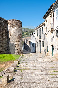 street of the medieval village of Ribadavia, Ourense province. Galicia, Spain