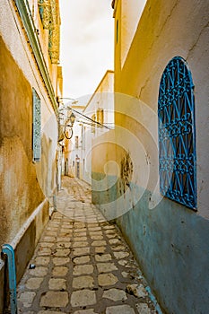 Street in Medina in Sousse, Tunisia.