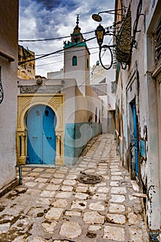 Street in Medina in Sousse, Tunisia.