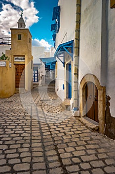 Street in Medina in Sousse, Tunisia.