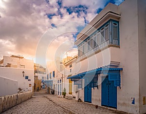 Street in Medina in Sousse, Tunisia.