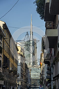 Street of Milan, Italy, with Unicredit tower photo
