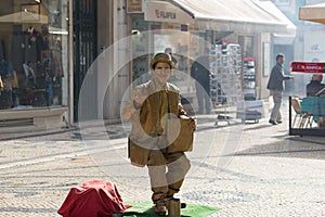 Street mime performer in Lisbon, Portugal