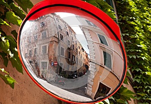 Street in the mirror, Rome
