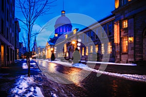 Street in Montreal Quebec Canada in winter