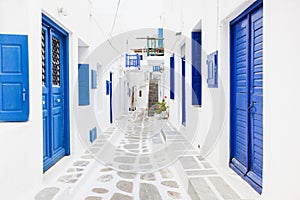 Street in Mykonos town, Mykonos island, Cyclades, Greece photo