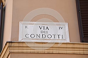 Street Name called via dei Condotti in Rome Italy photo