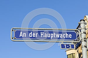 Street name an der Hauptwache - engl: central guard square - in Frankfurt am Main