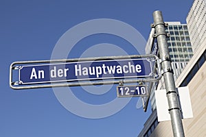 street name an der Hauptwache in english main guard house in Frankfurt photo