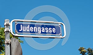 street name Judengasse - engl: road - in Worms, Germany