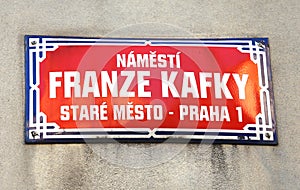 Street name of Kafky also called Franz Kafka in Prague Europe