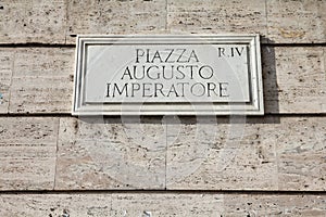 Street name sign in Rome, Italy photo