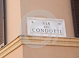 street name Via dei Condotti in Rome photo