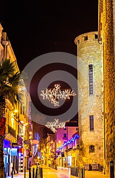 Street in Narbonne on Christmas - France