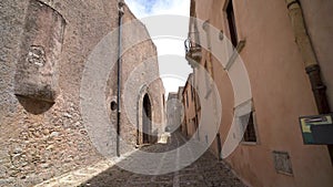 Street near the cathedral in Erice Eryx in Sicily in Italy.