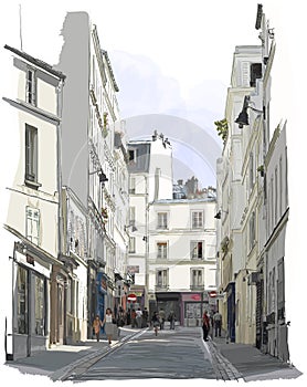 Street near Montmartre in Paris