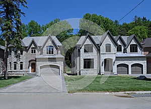 Street of newly built suburban houses