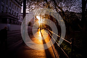 street in the night, sunset in Vienna Austria