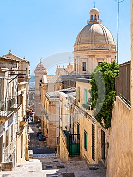 Street in Noto city in Sicily photo