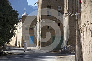 Street in oasis Al Hamra Oman photo